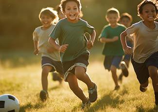 kids running on field